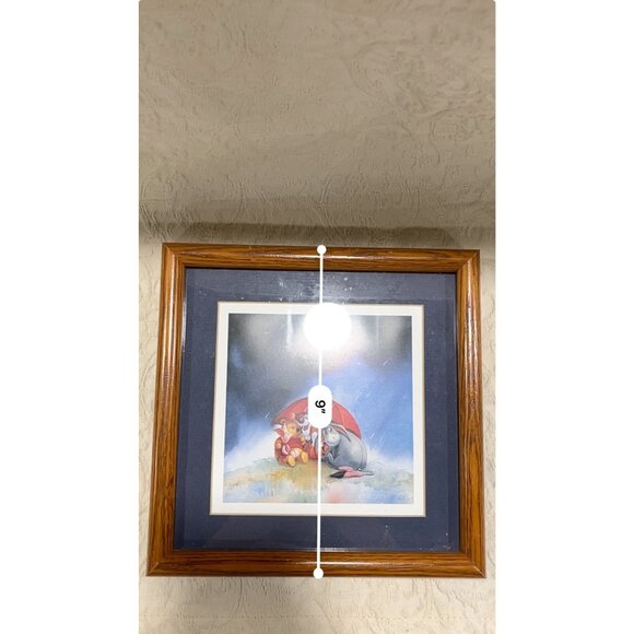 Winnie The Pooh & Friends Framed Art Print With Red Umbrella Scene - Picture 9 of 9